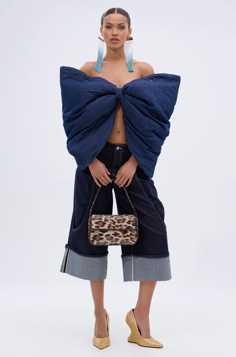 PADDED DENIM BOW TOP - Image 6