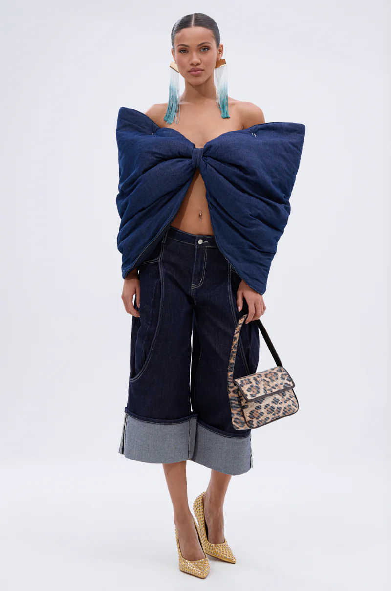 PADDED DENIM BOW TOP - Image 7