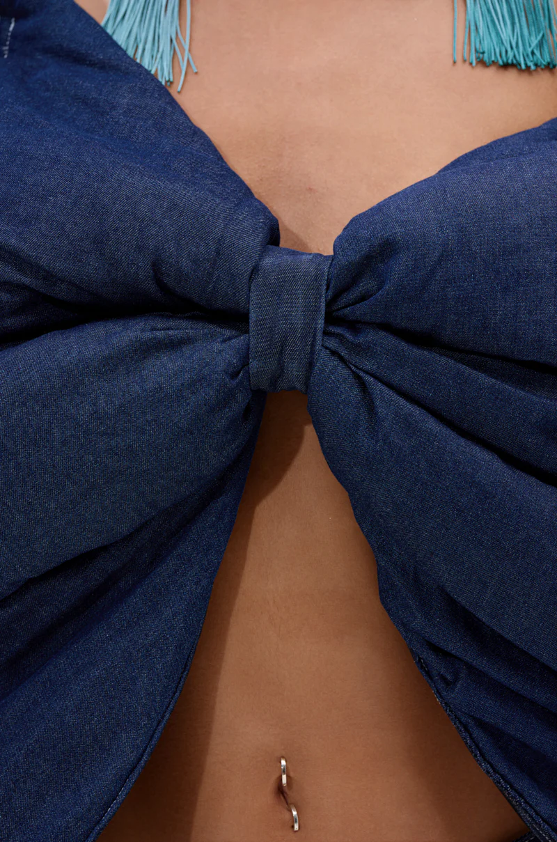 PADDED DENIM BOW TOP - Image 8