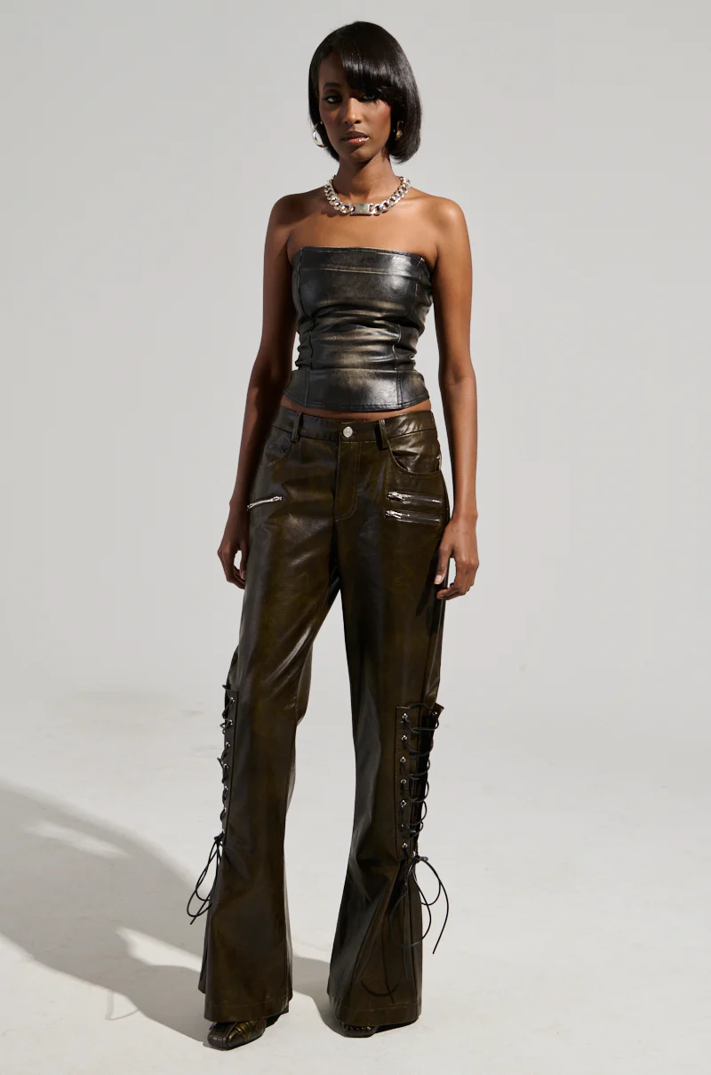 PAIGE FAUX LEATHER FLARE TROUSER - Image 6