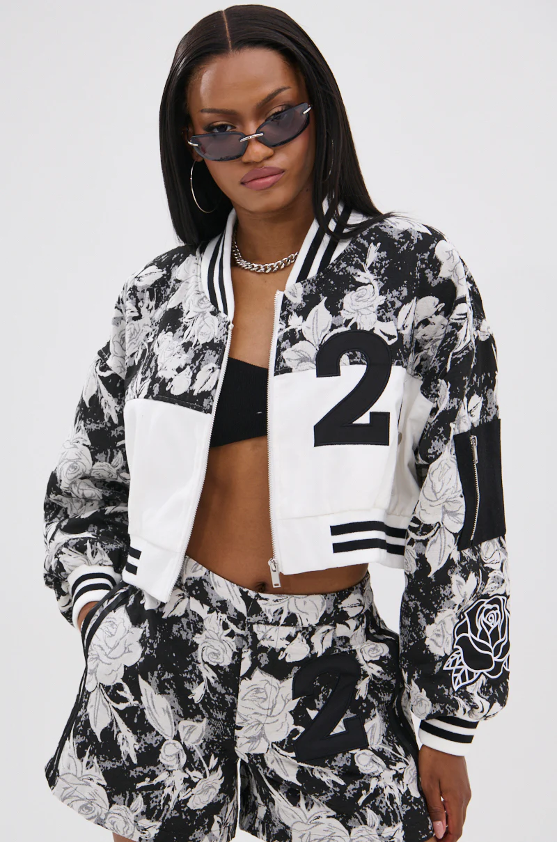 PAINT THE ROSES RED JACQUARD BOMBER - Image 4