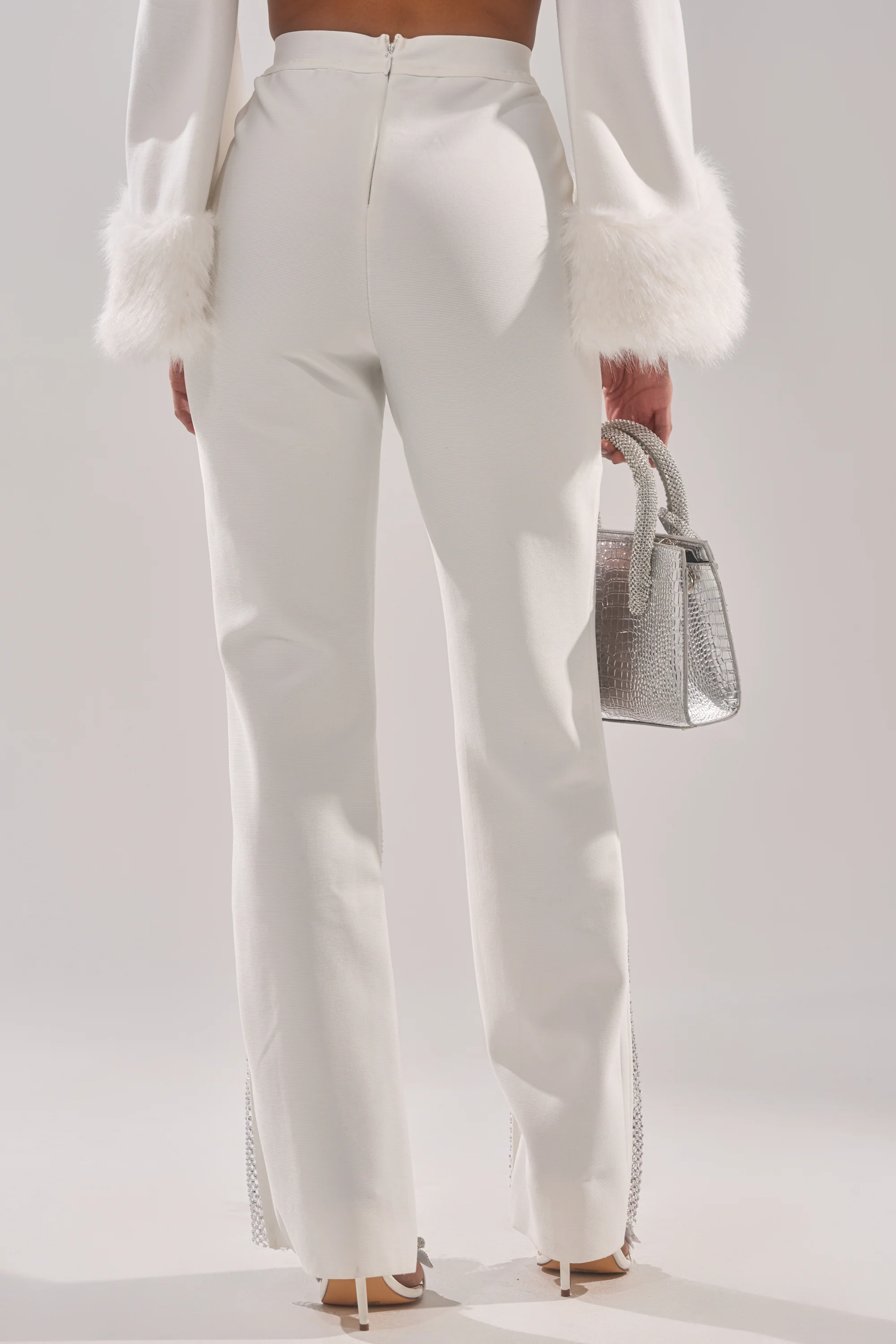 PALMER BANDAGE TROUSER WITH RHINESTONE MESH - Image 6