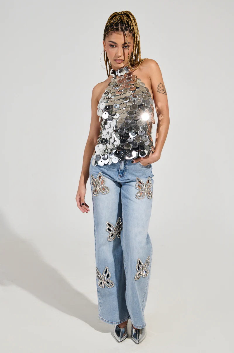 PARTY ALL NIGHT SEQUIN HALTER NECK TOP - Image 6
