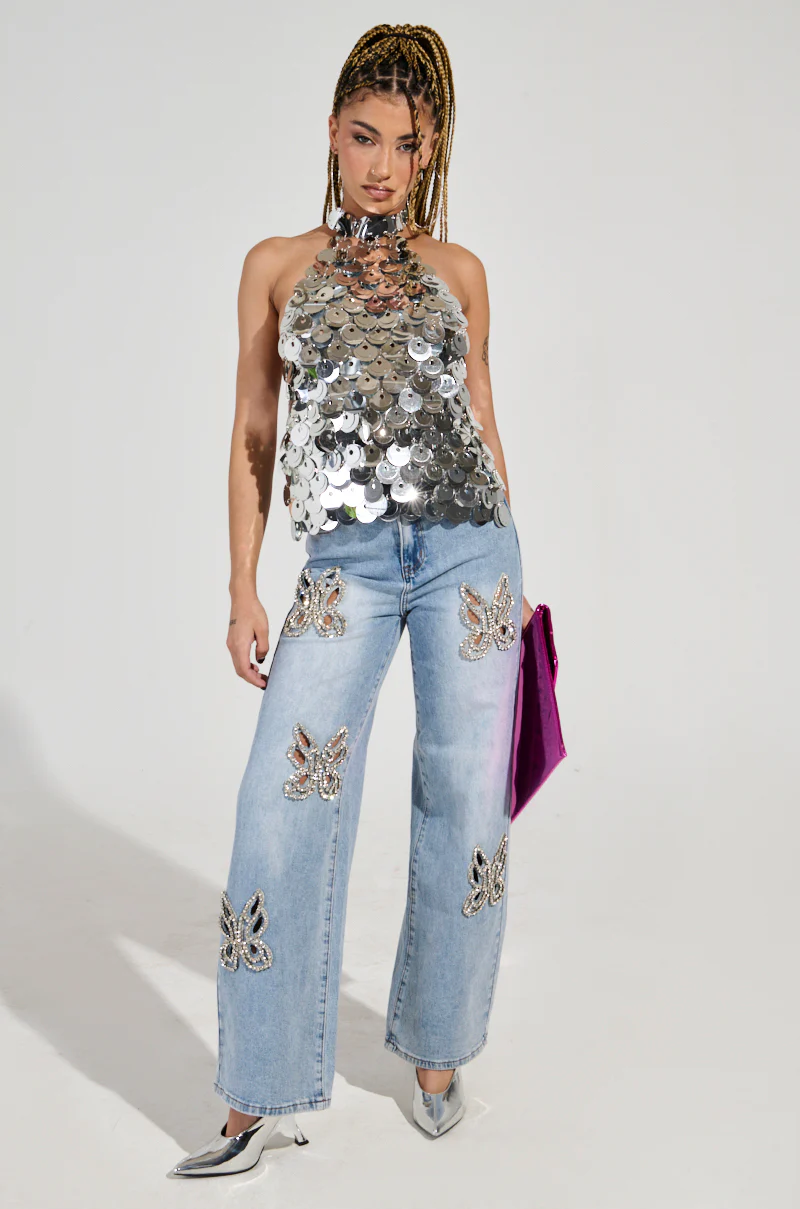 PARTY ALL NIGHT SEQUIN HALTER NECK TOP - Image 7