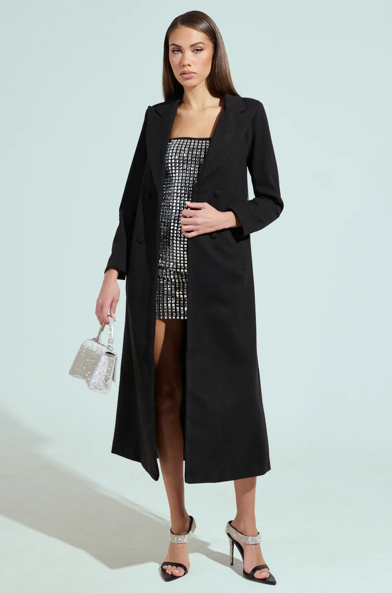 PARTY IN THE BACK RHINESTONE FRINGE TRENCH - Image 2