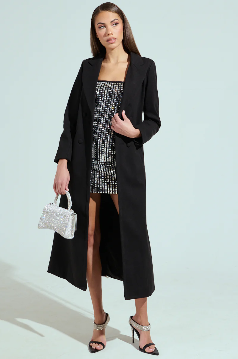 PARTY IN THE BACK RHINESTONE FRINGE TRENCH - Image 3