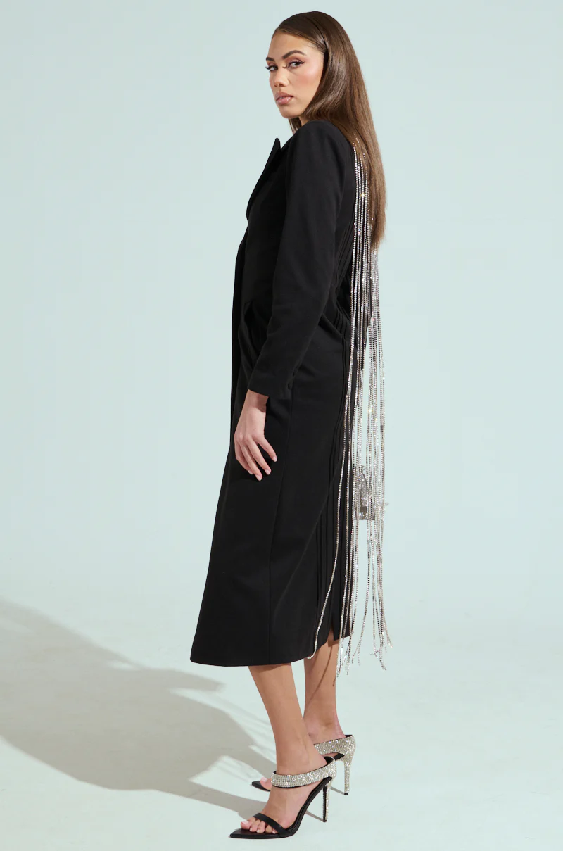 PARTY IN THE BACK RHINESTONE FRINGE TRENCH - Image 5