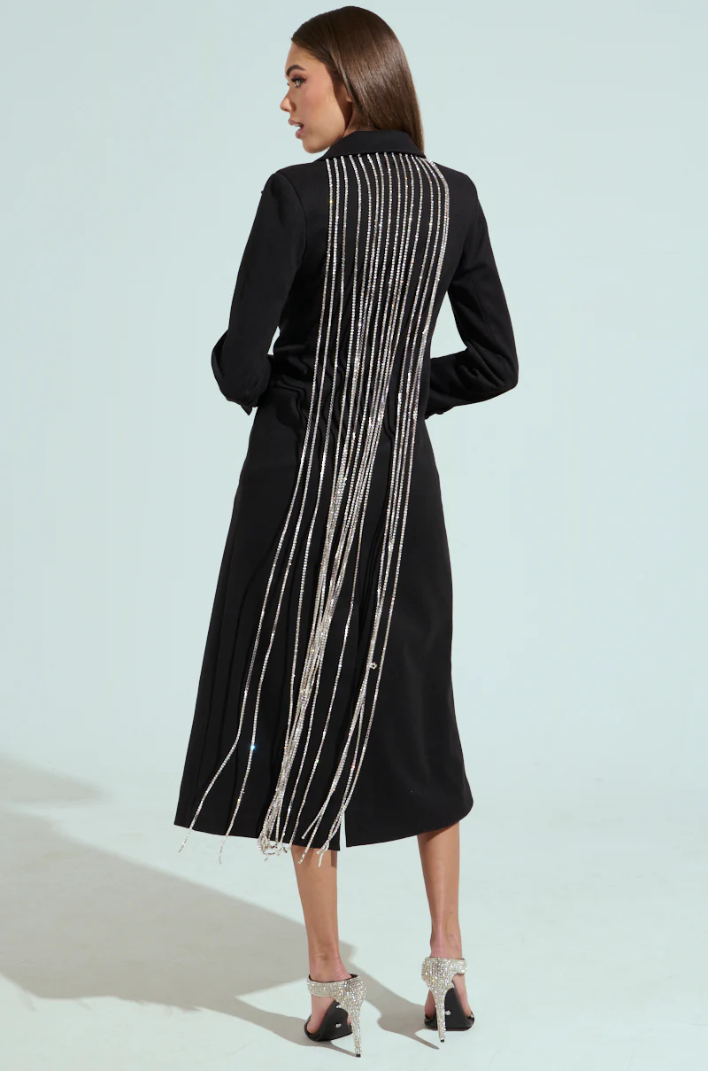 PARTY IN THE BACK RHINESTONE FRINGE TRENCH - Image 6