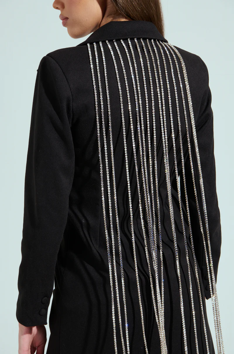 PARTY IN THE BACK RHINESTONE FRINGE TRENCH - Image 8