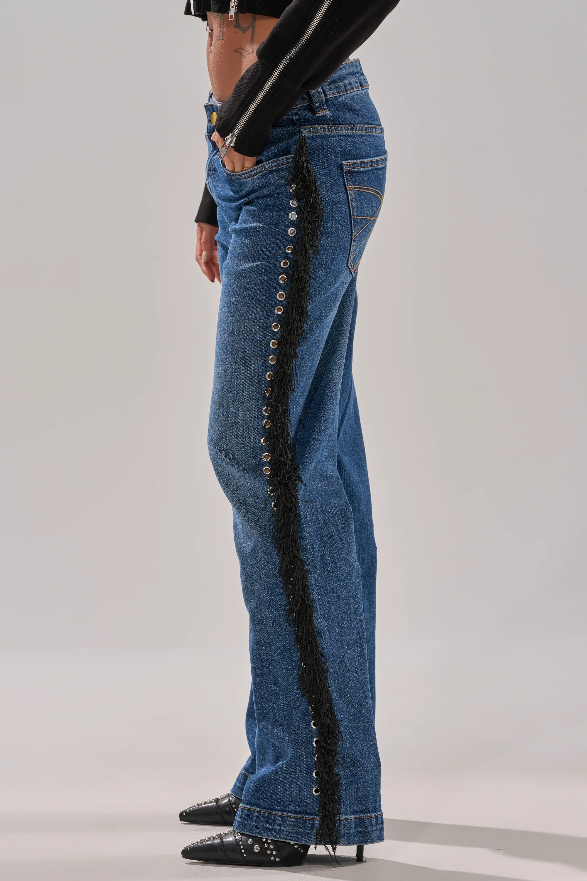 PARTY OVER HERE FRINGE STRAIGHT LEG DENIM - Image 3