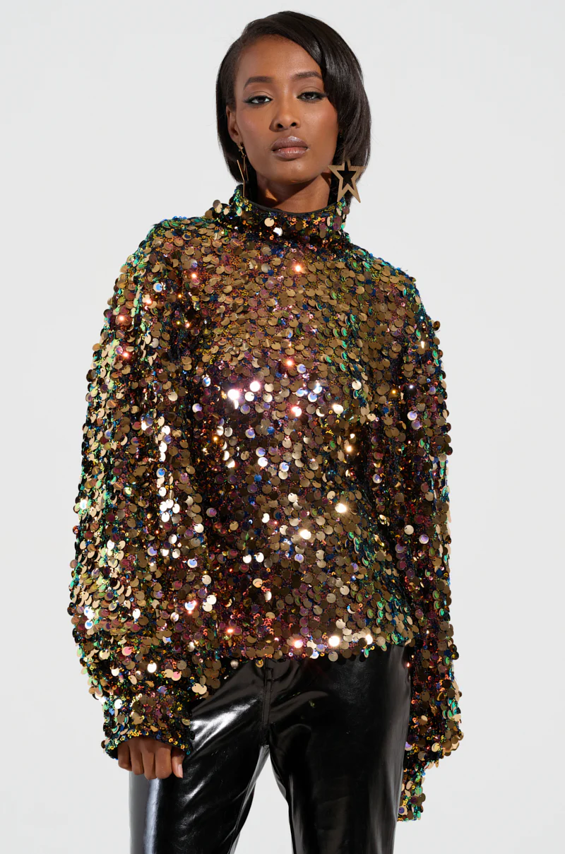 PARTY STARTER SEQUIN LONG SLEEVE BLOUSE - Image 2