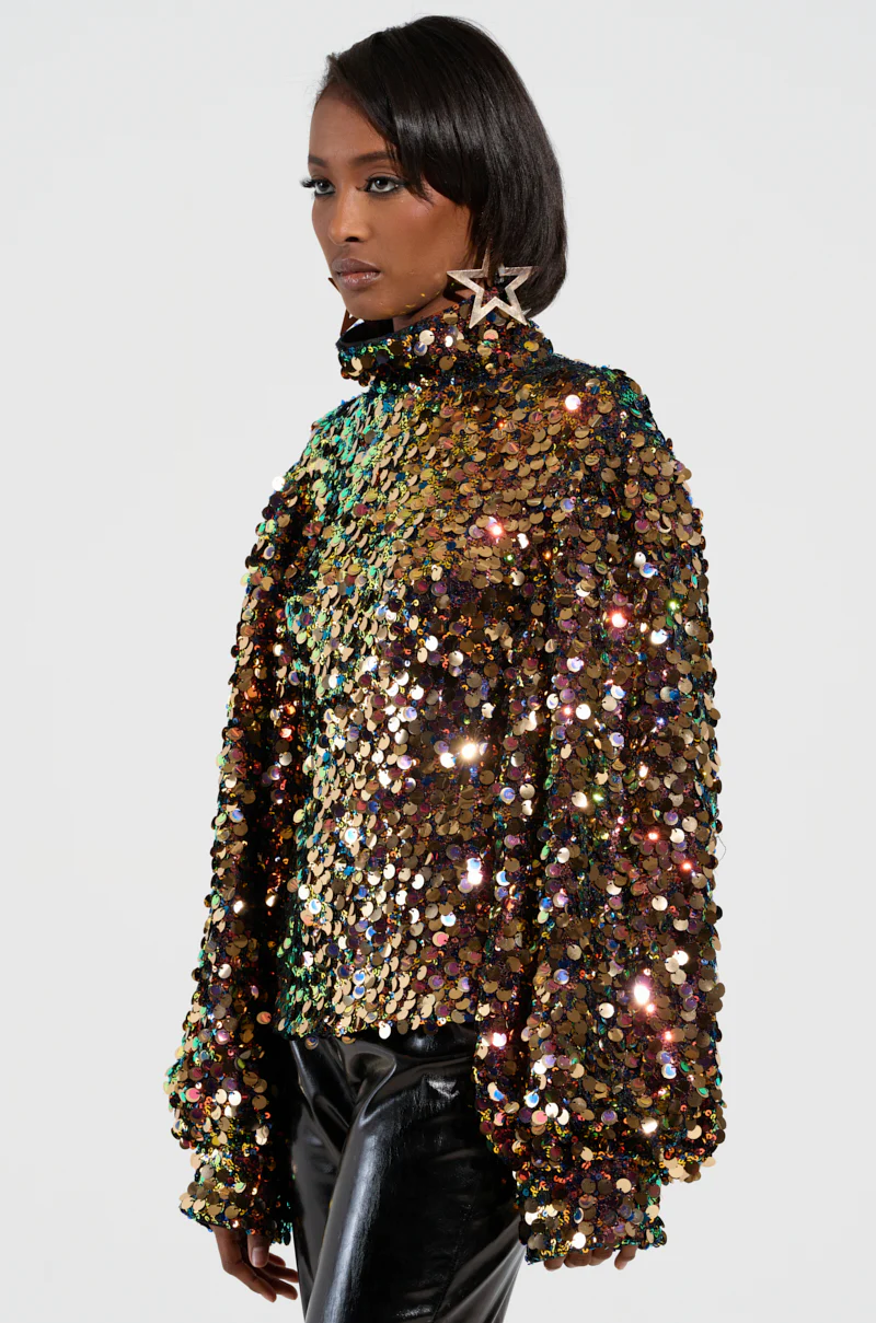 PARTY STARTER SEQUIN LONG SLEEVE BLOUSE - Image 3