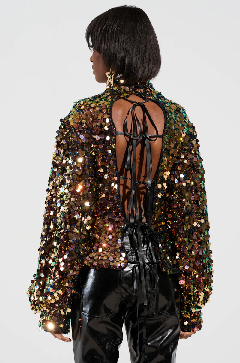 PARTY STARTER SEQUIN LONG SLEEVE BLOUSE - Image 5