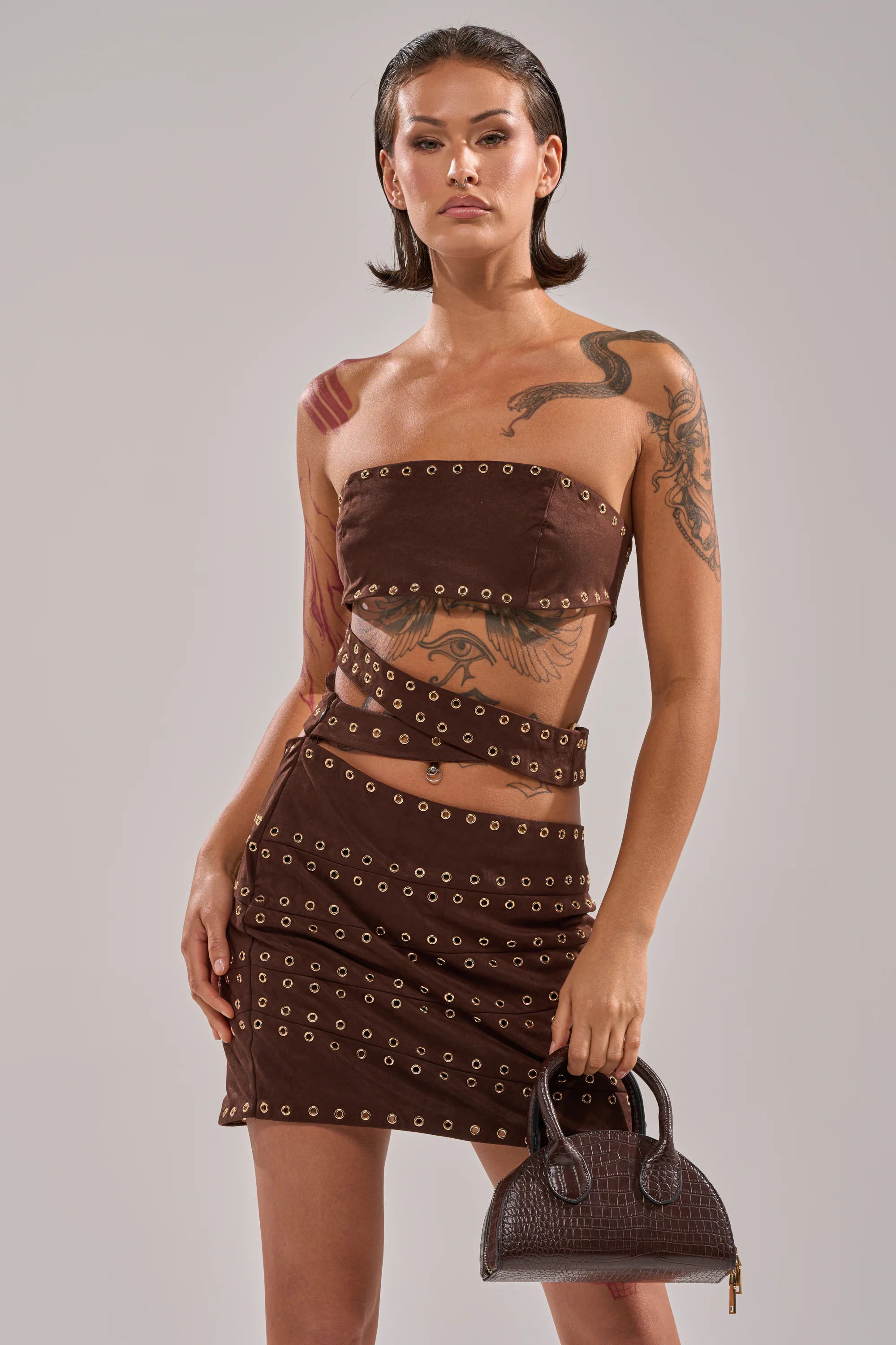 PARTYS HERE SUEDE CUTOUT MINI DRESS - Image 2