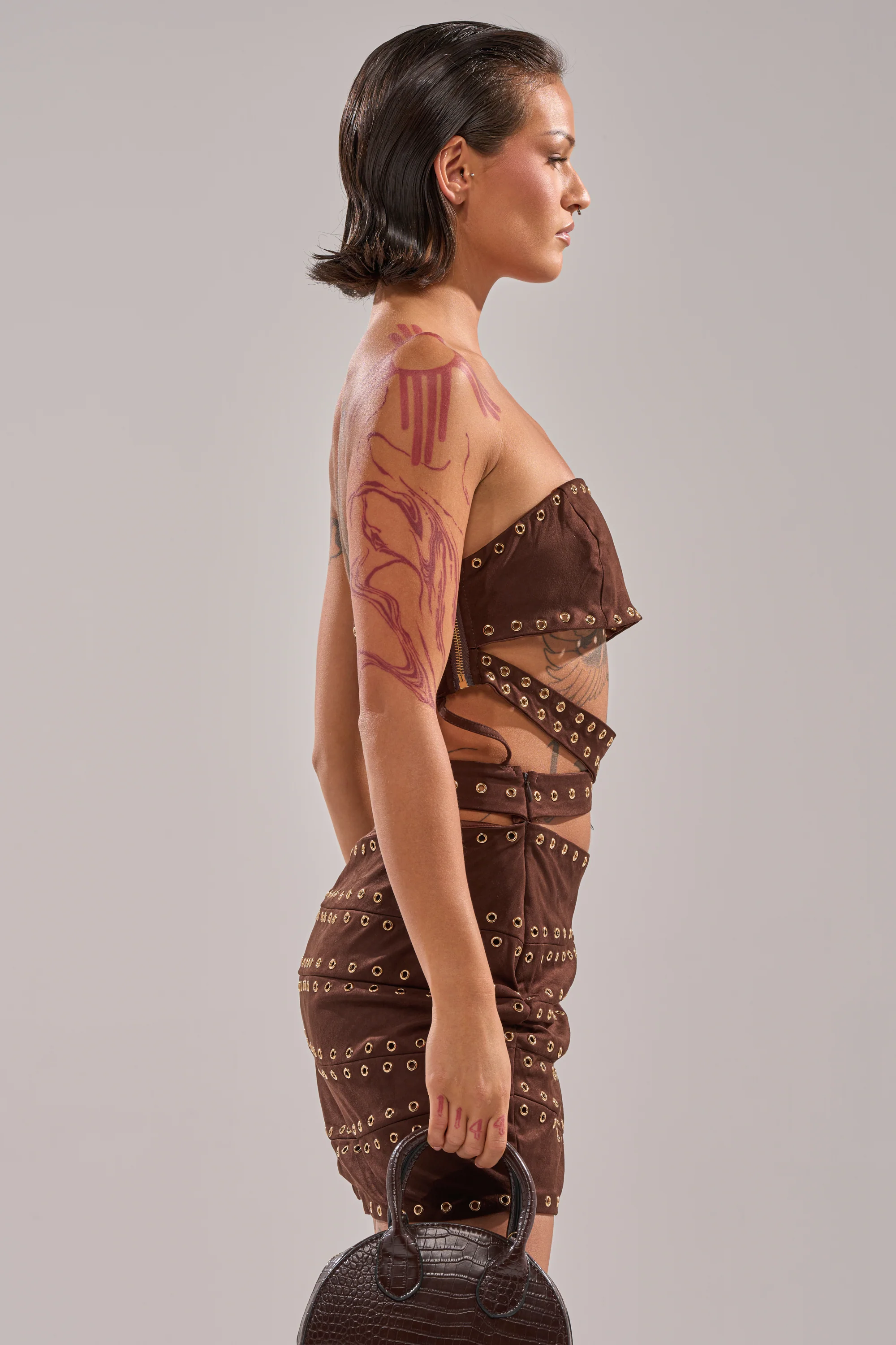 PARTYS HERE SUEDE CUTOUT MINI DRESS - Image 3