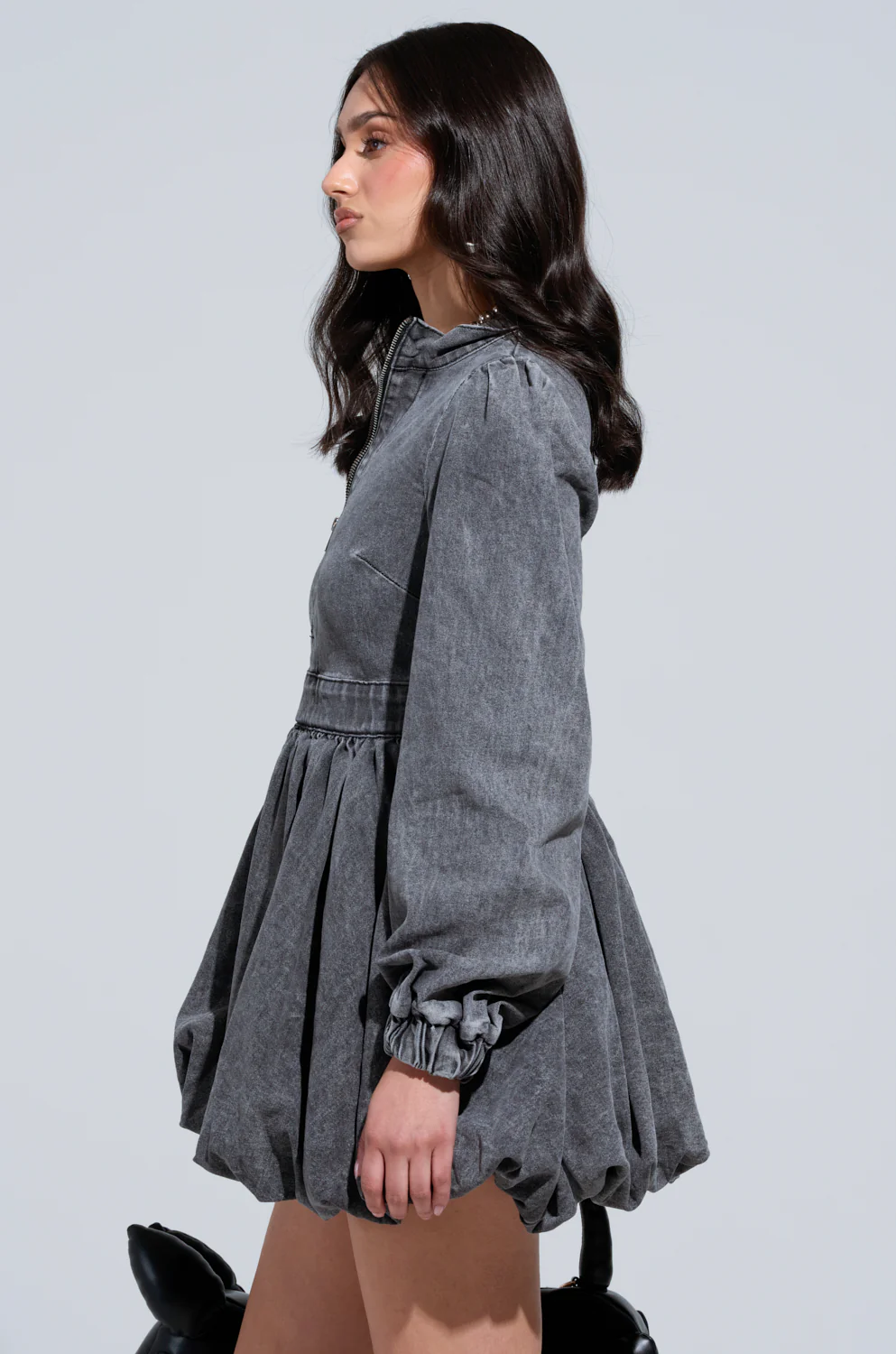 PASS THE BUBBLY DENIM MINI DRESS - Image 3
