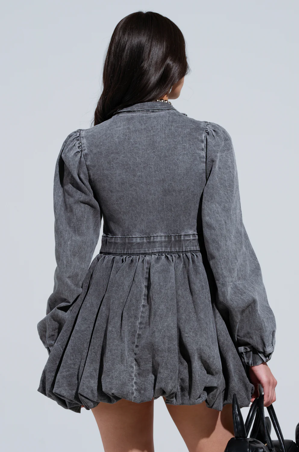 PASS THE BUBBLY DENIM MINI DRESS - Image 4