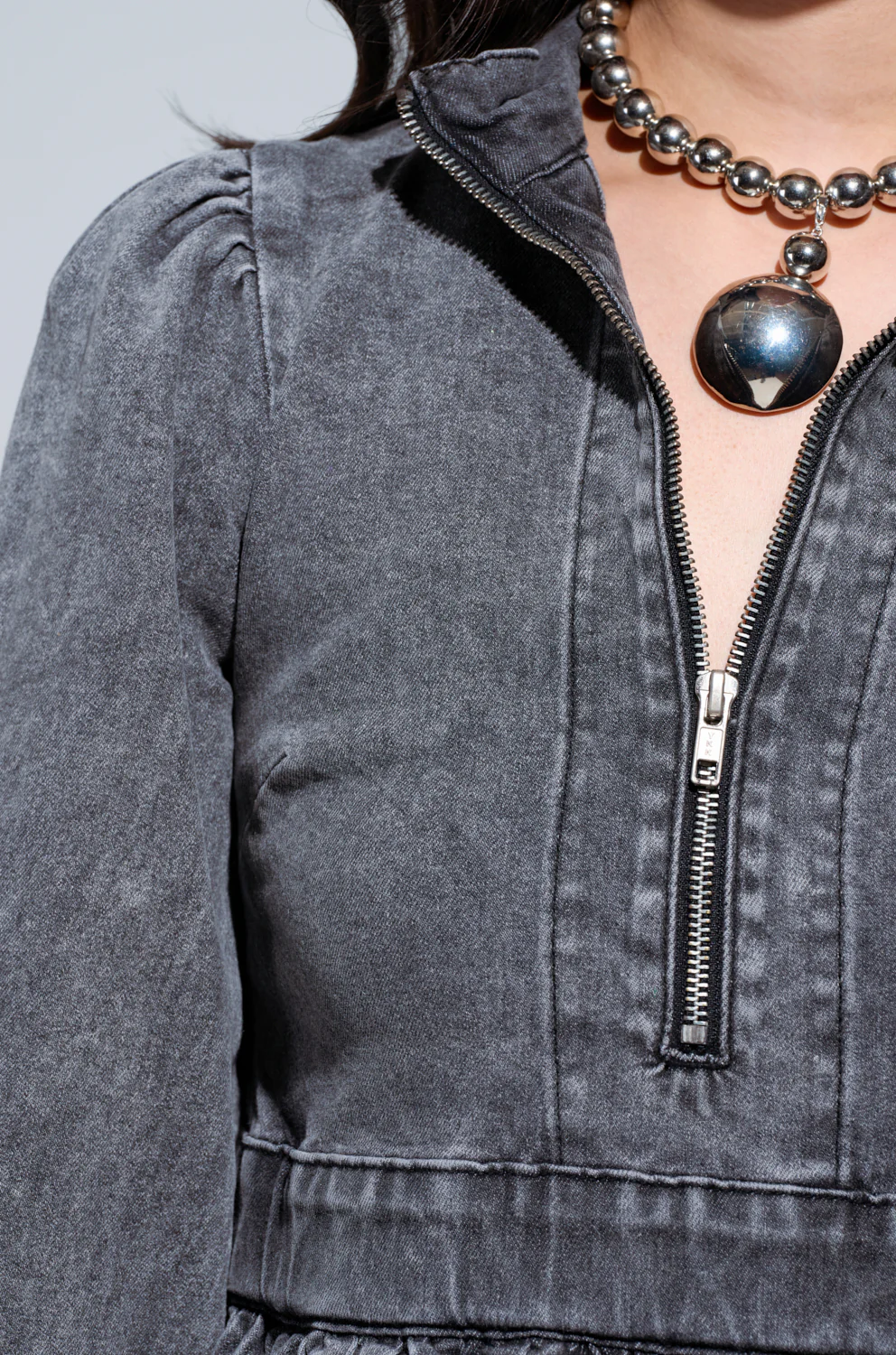 PASS THE BUBBLY DENIM MINI DRESS - Image 6