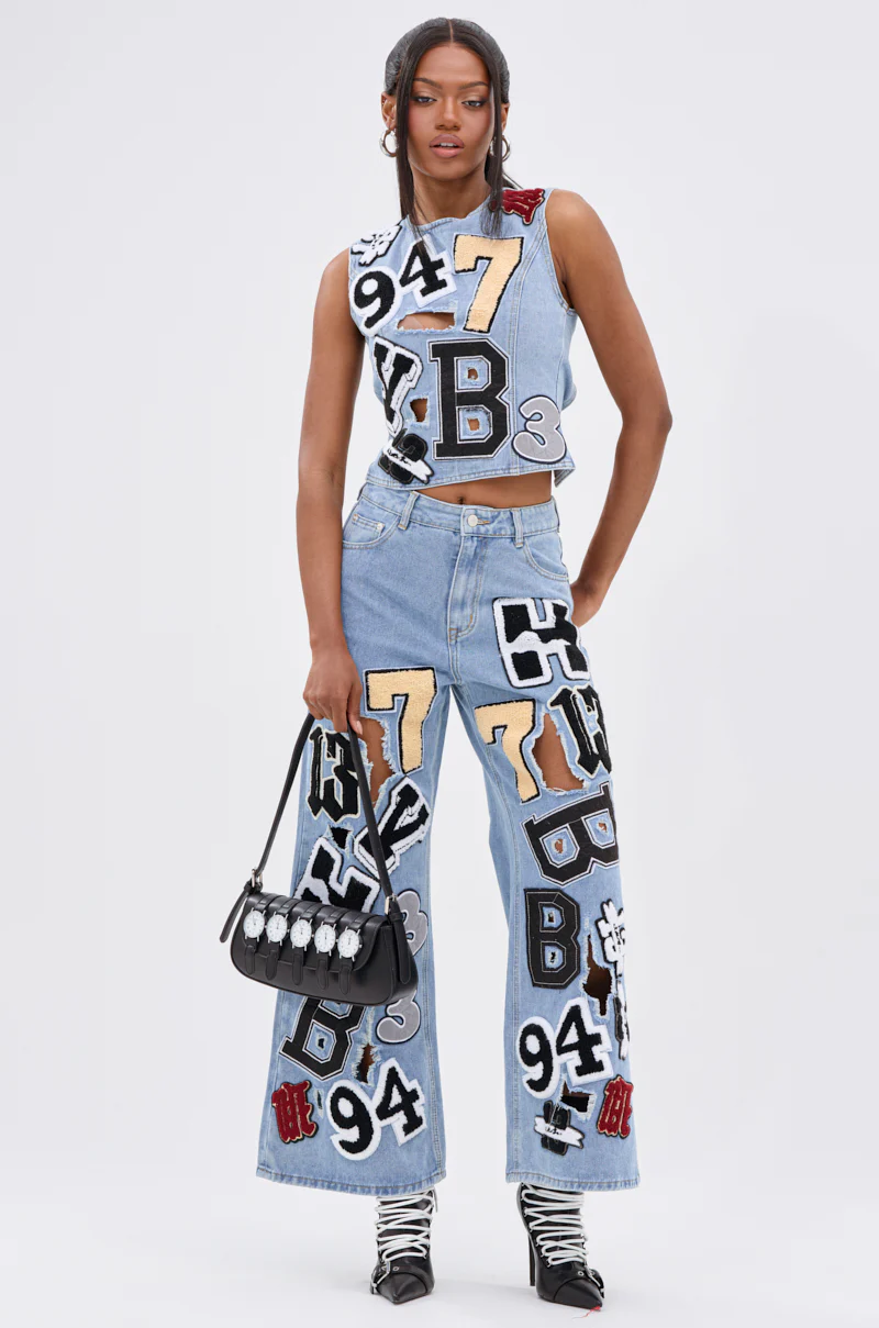 PATCH DENIM BLOUSE TOP WITH OPEN BACK - Image 6