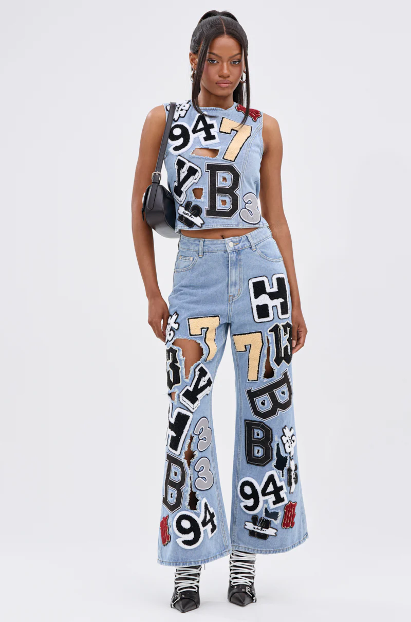 PATCH DENIM BLOUSE TOP WITH OPEN BACK - Image 7