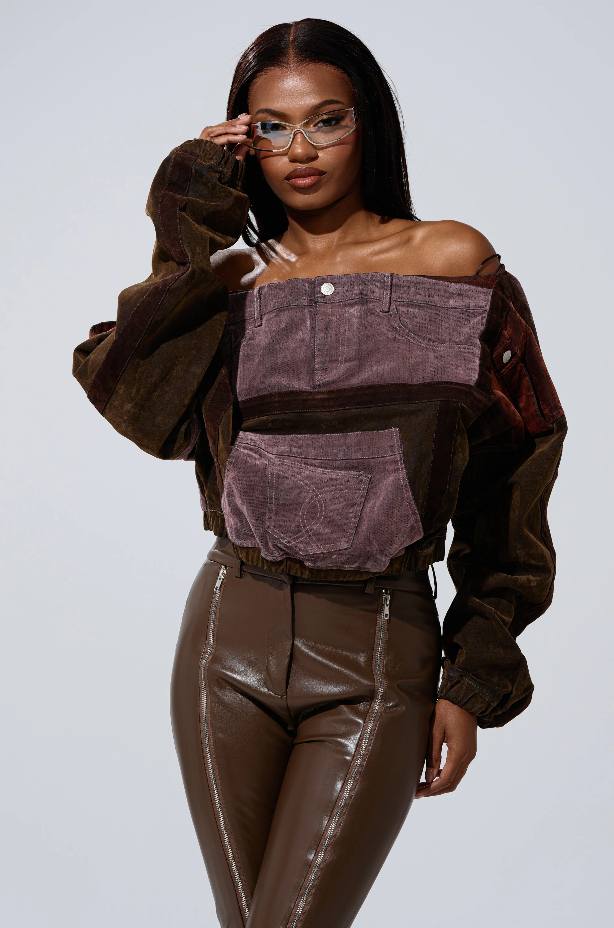 PATCH ME UP MINERAL WASHED SWEATSHIRT IN PURPLE - Image 2