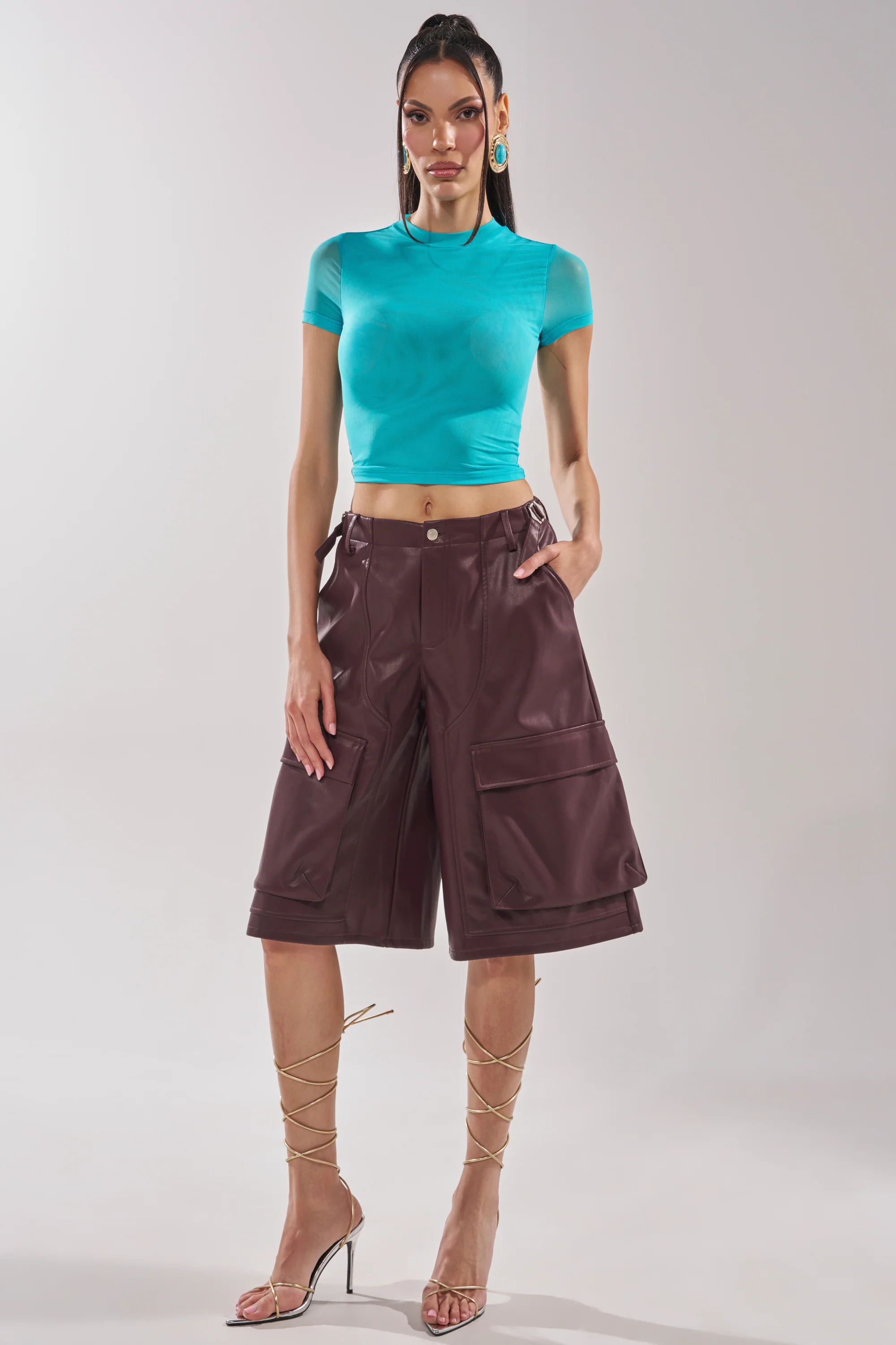 PAXTON DOUBLE LINED MESH SHORT SLEEVE TEE IN TURQUOISE - Image 6