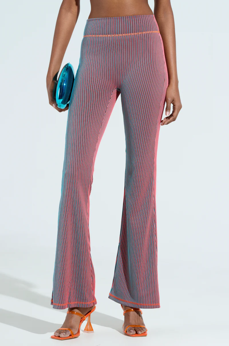DOUBLE TAKE RIBBED RUCHED BUTT FLARE PANTS - Image 2