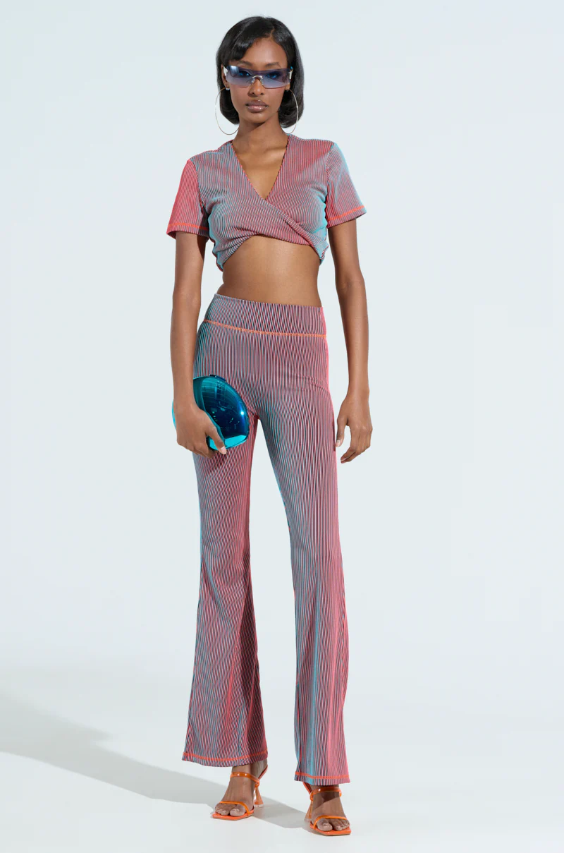 DOUBLE TAKE RIBBED RUCHED BUTT FLARE PANTS - Image 7