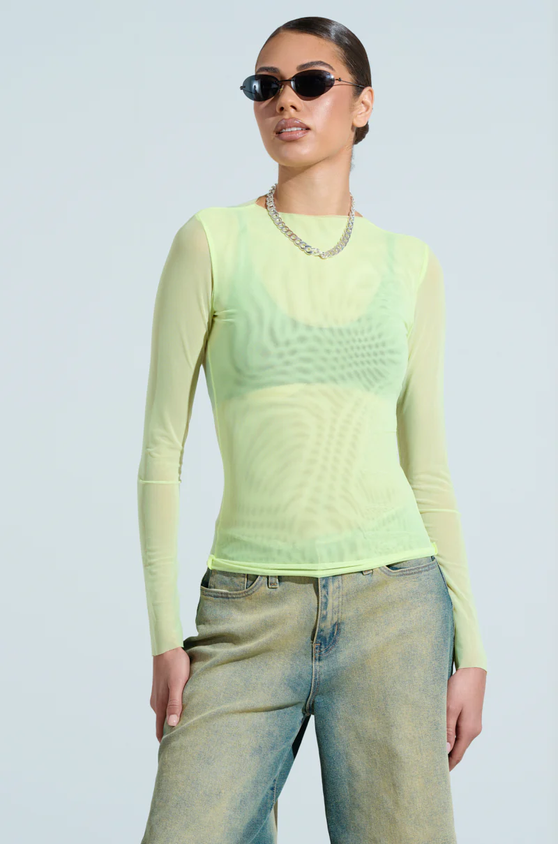 PAXTON SEXY DOUBLE LINED MESH LONG SLEEVE TOP - Image 2