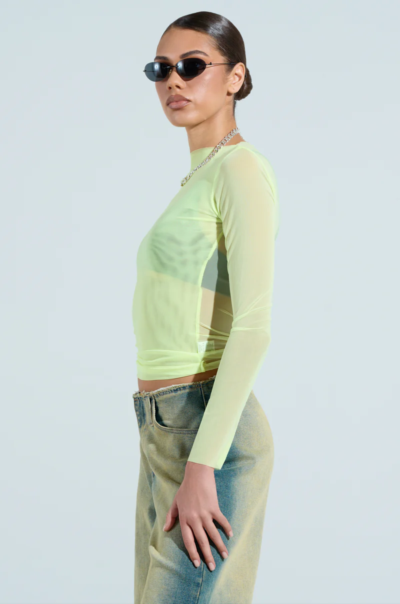 PAXTON SEXY DOUBLE LINED MESH LONG SLEEVE TOP - Image 3