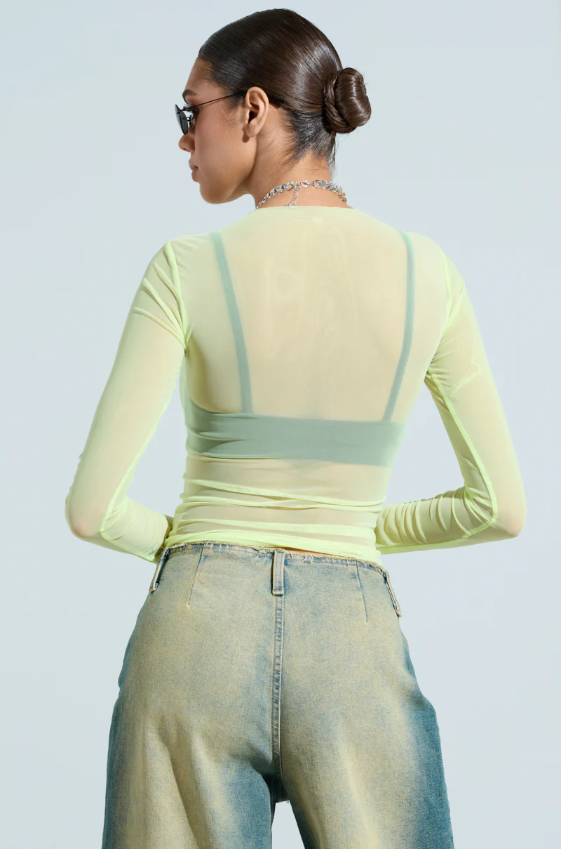 PAXTON SEXY DOUBLE LINED MESH LONG SLEEVE TOP - Image 4
