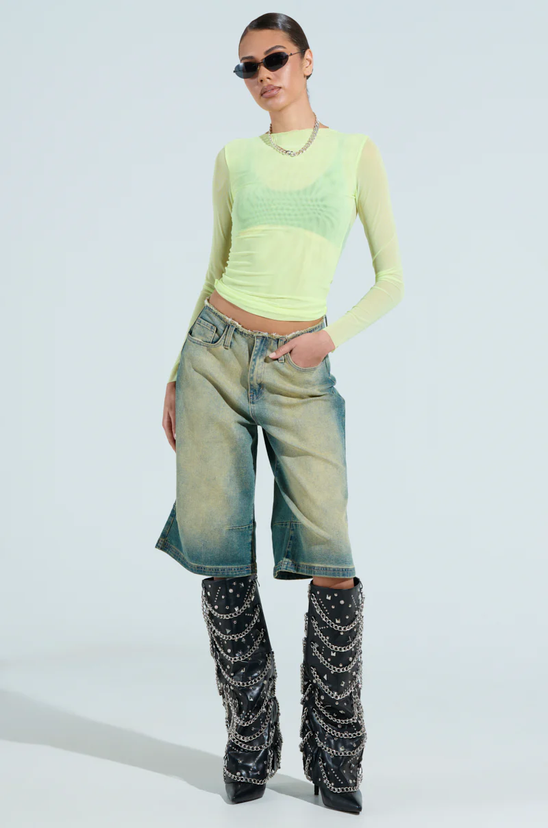 PAXTON SEXY DOUBLE LINED MESH LONG SLEEVE TOP - Image 6