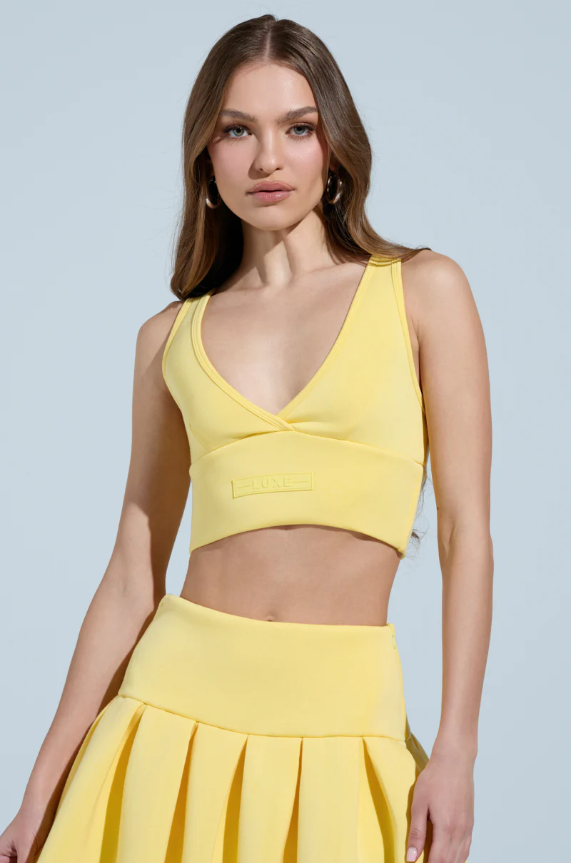 PAXTON SUPERLUXE SLEEVELESS LONGLINE BRALETTE IN YELLOW - Image 2