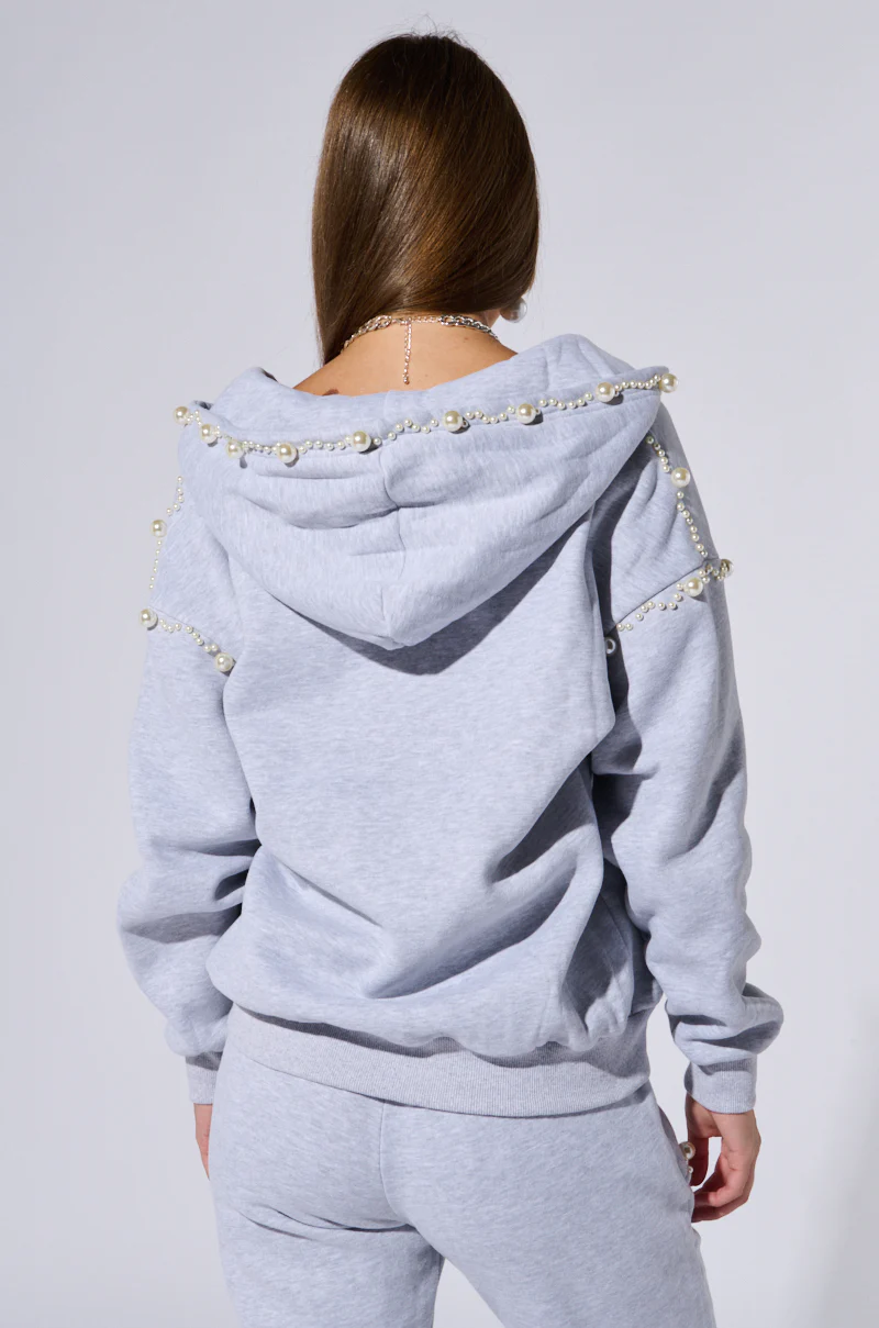 PEARL DETAIL ZIP UP SWEATSHIRT - Image 6