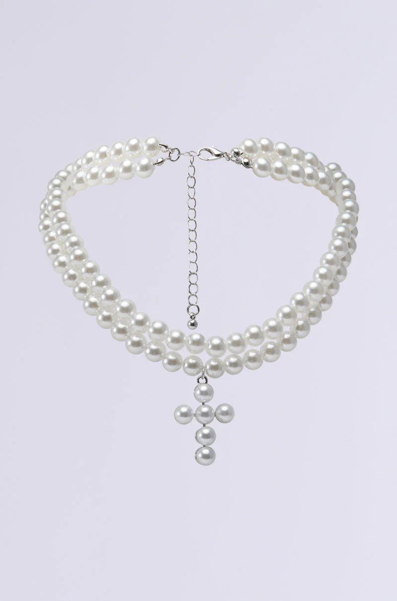 PEARL DREAMING CROSS CHOKER - Image 5