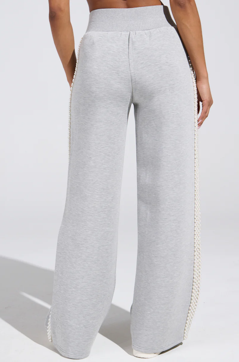 PEARL GIRL WIDE LEG JOGGER IN GREY - Image 5