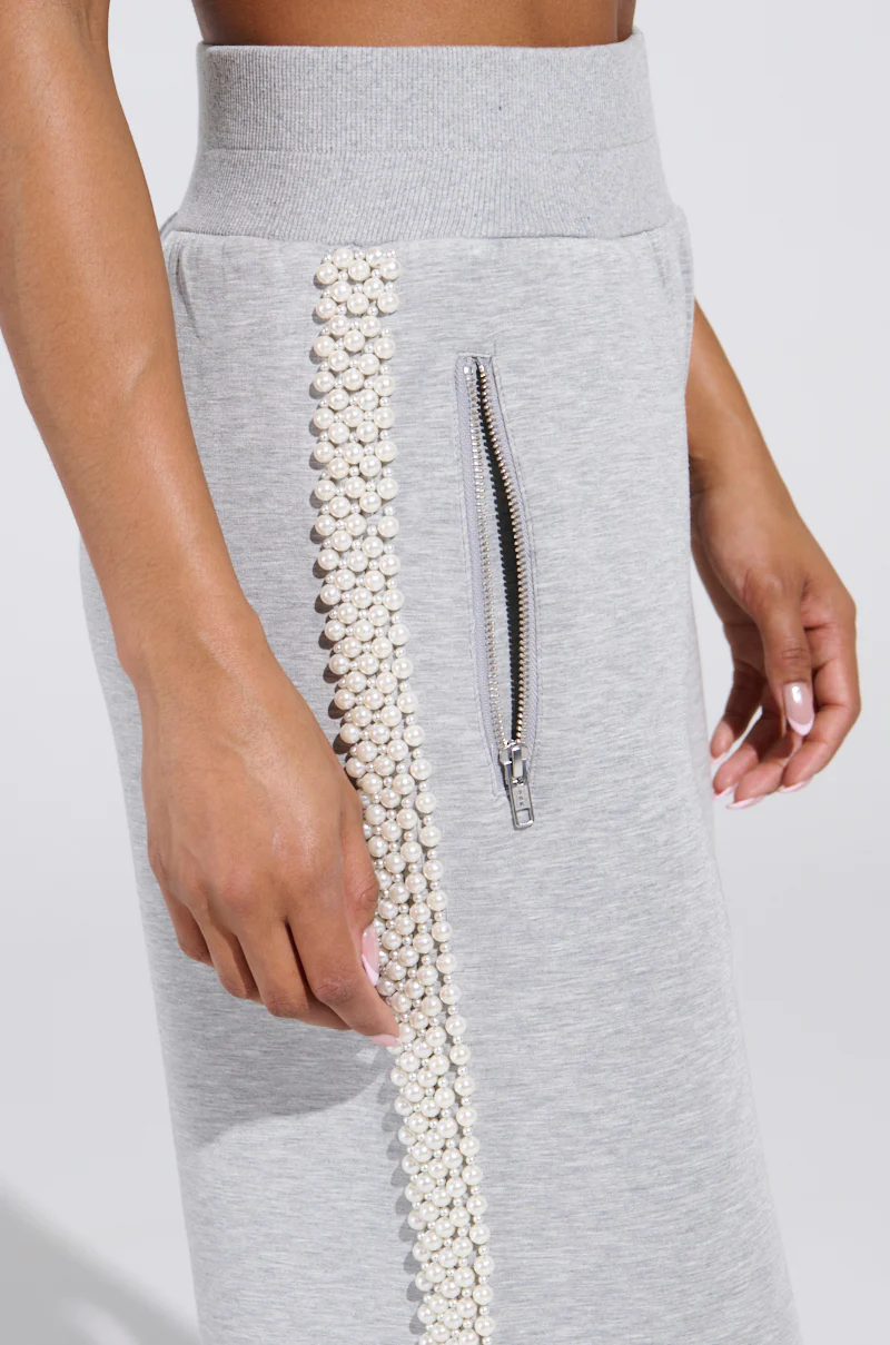 PEARL GIRL WIDE LEG JOGGER IN GREY - Image 7