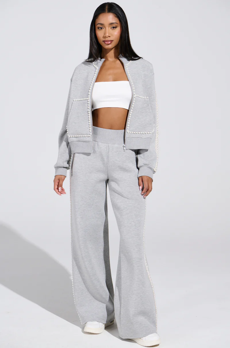 PEARL GIRL ZIP UP SWEATSHIRT IN GREY - Image 7