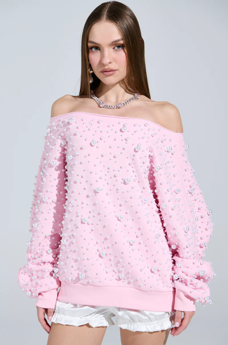 PEARL MADNESS OFF THE SHOULDER SWEATSHIRT - Image 2