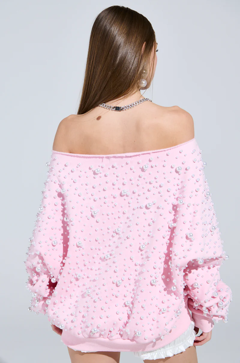 PEARL MADNESS OFF THE SHOULDER SWEATSHIRT - Image 4