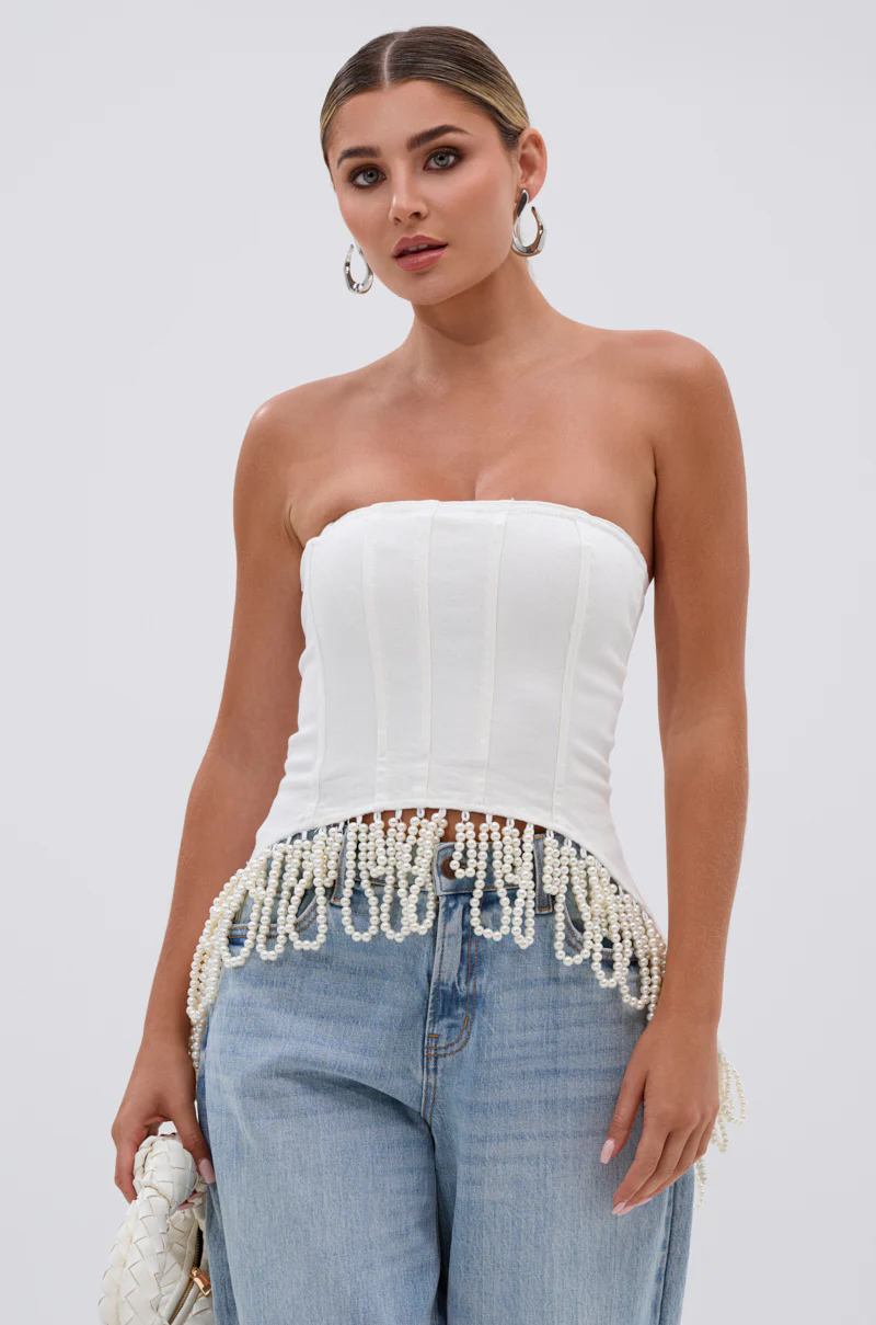 PEARL TRIM HIGH LOW CORSET - Image 2