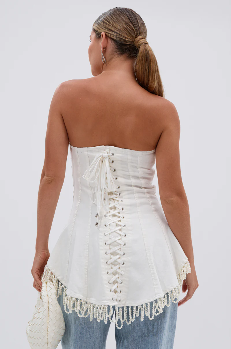PEARL TRIM HIGH LOW CORSET - Image 3