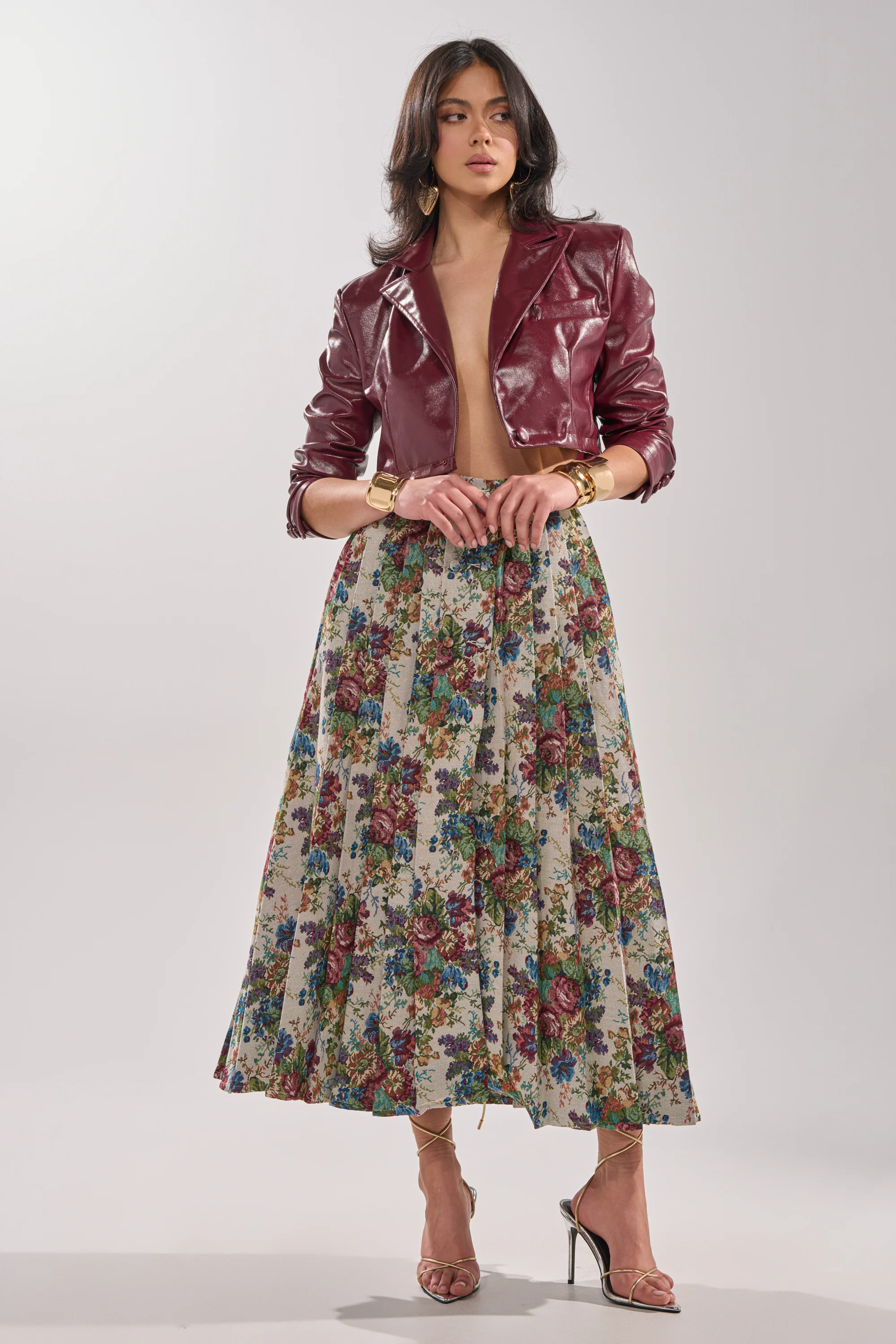 PENNY CROPPED FAUX LEATHER BLAZER - Image 6