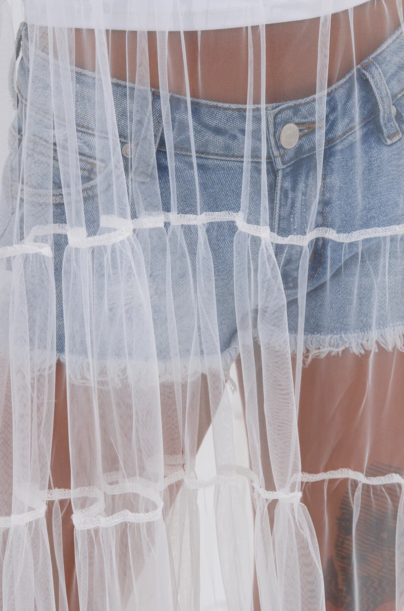 PERFECT FOR LAYERING TULLE MAXI DRESS IN WHITE - Image 7