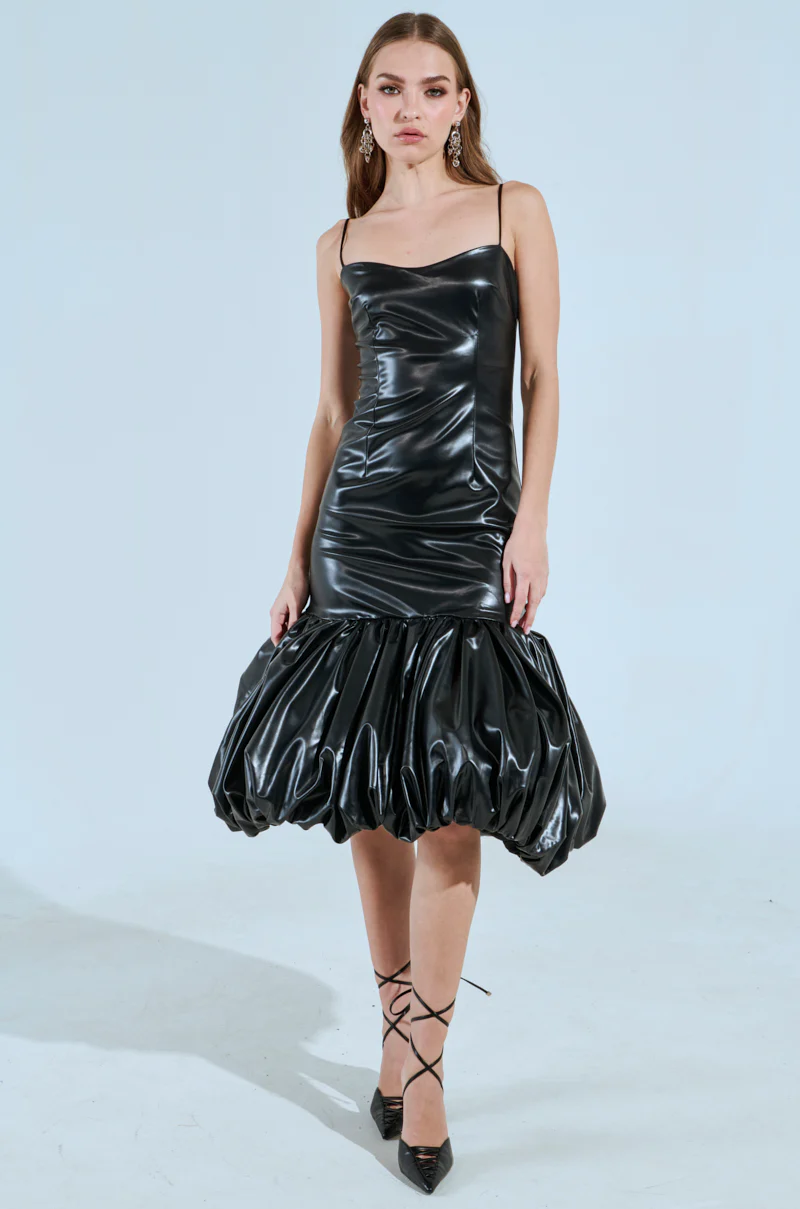 PHOEBE BUBBLE MIDI DRESS IN PU