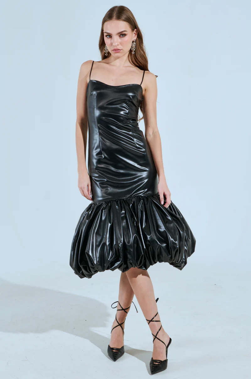 PHOEBE BUBBLE MIDI DRESS IN PU - Image 6