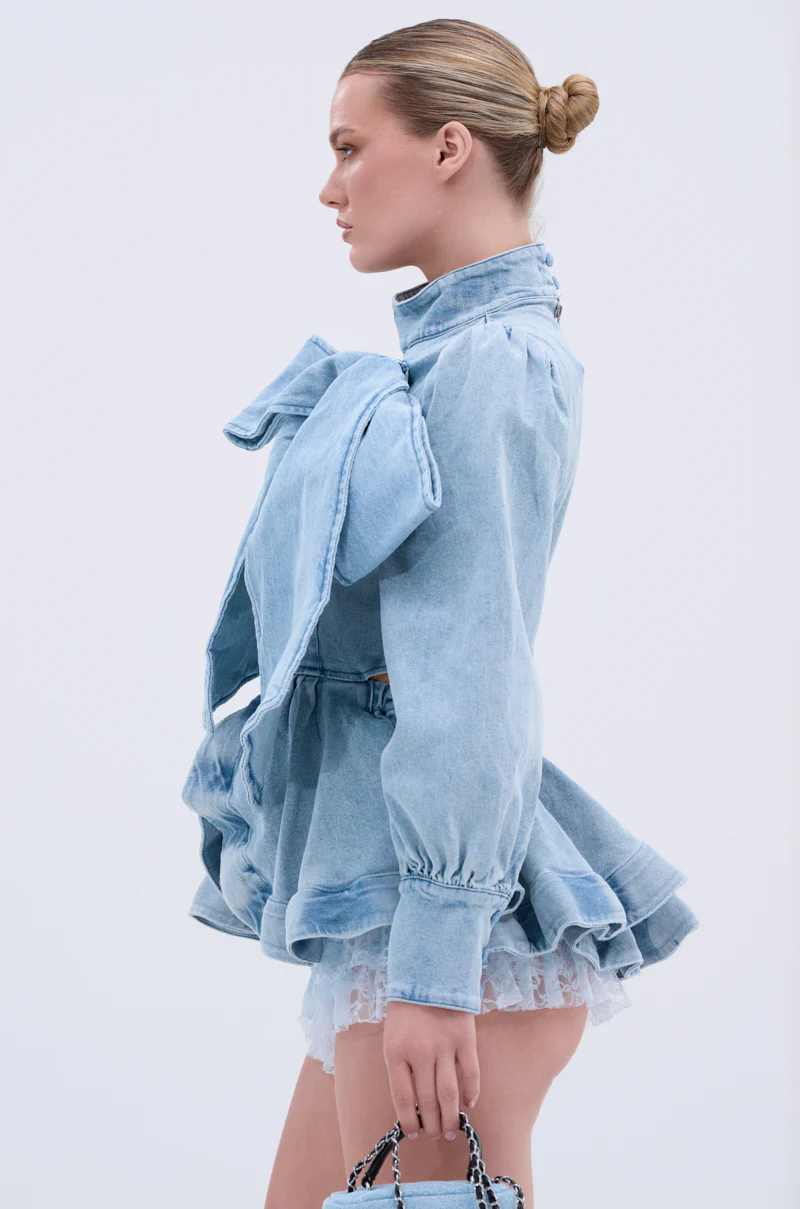 PHOEBE DENIM BOW BLOUSE - Image 5
