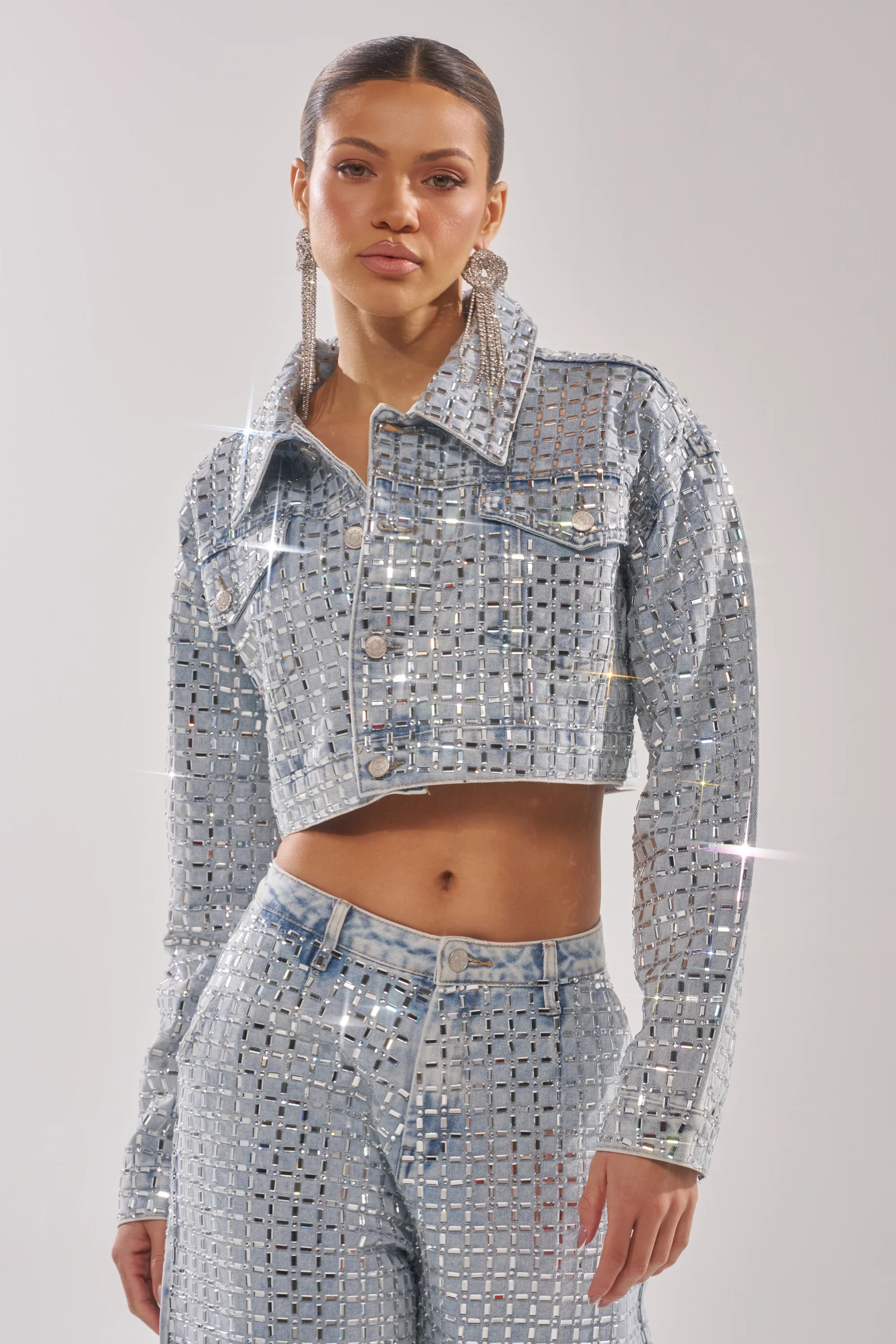 PICK N CHOOSE RHINESTONE DENIM JACKET - Image 2
