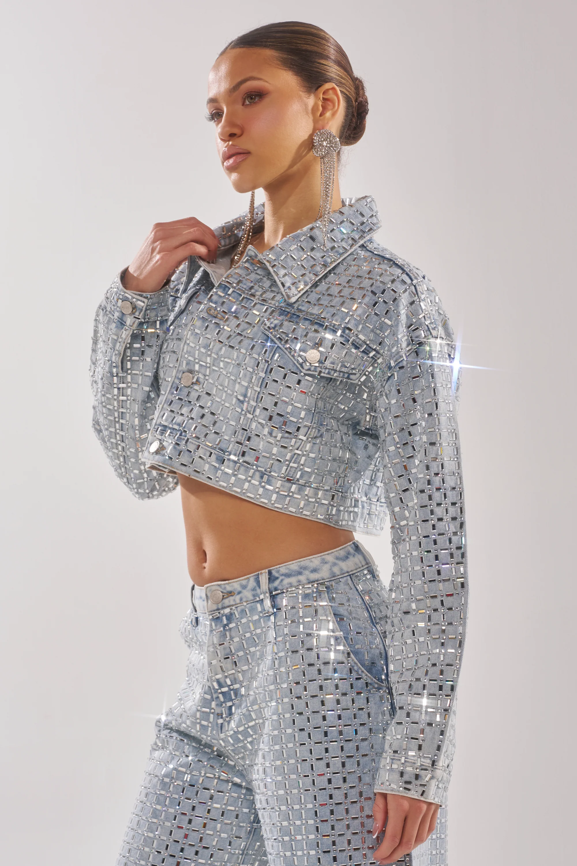 PICK N CHOOSE RHINESTONE DENIM JACKET - Image 6