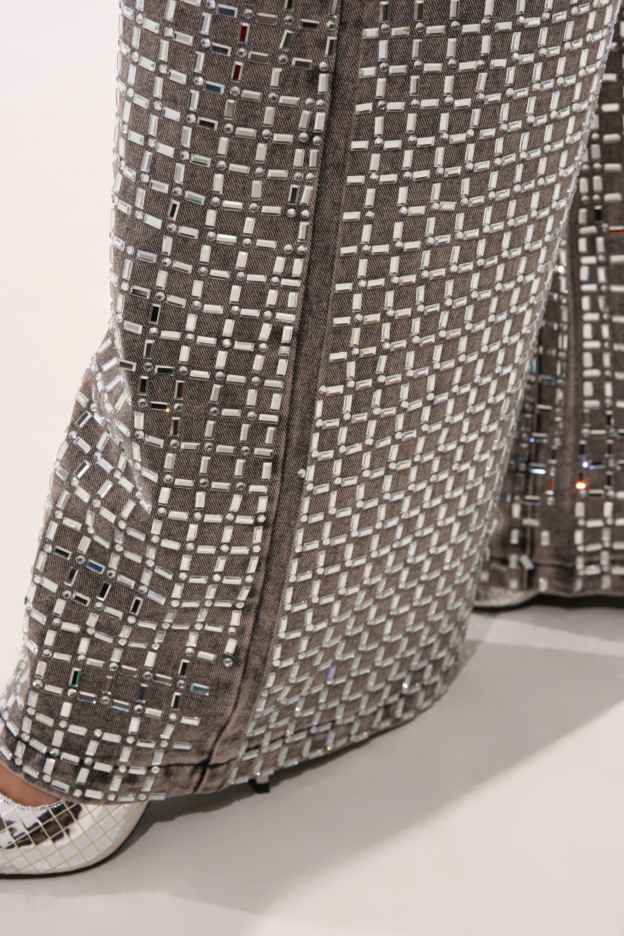 PICK N CHOOSE RHINESTONE WIDE LEG DENIM IN GREY - Image 10